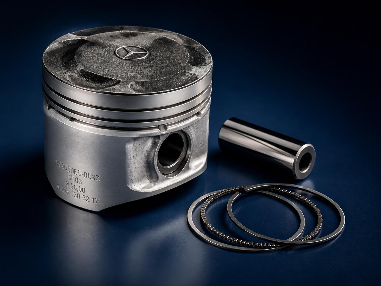 Classic Mercedes-Benz M103 piston with rings and wrist pin
